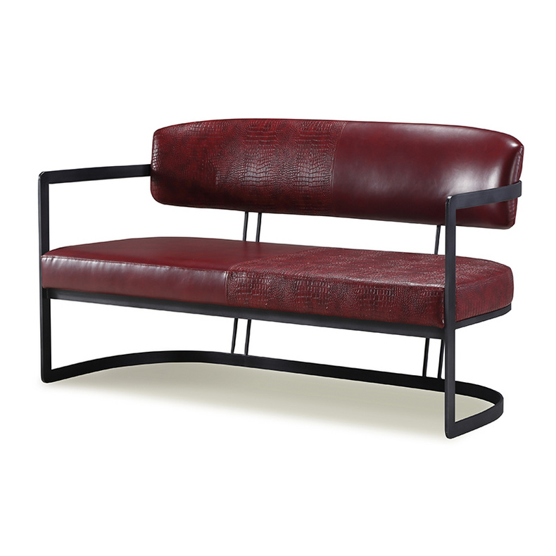 Wine Red Metallic Industrial Style Sofa