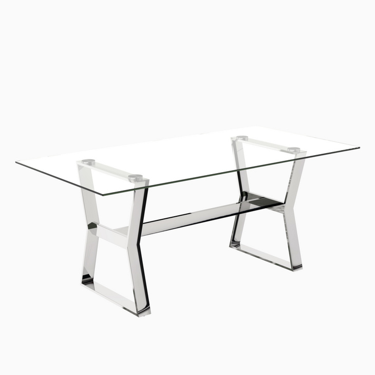 北欧风透明玻璃书桌会议桌餐桌