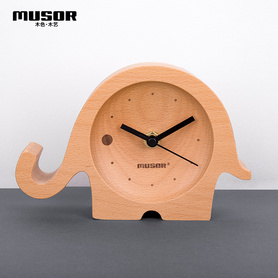 木制卡通儿童小象动物造型时钟