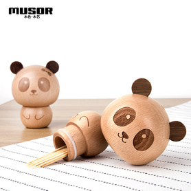 木制卡通儿童小熊猫动物造型牙签盒