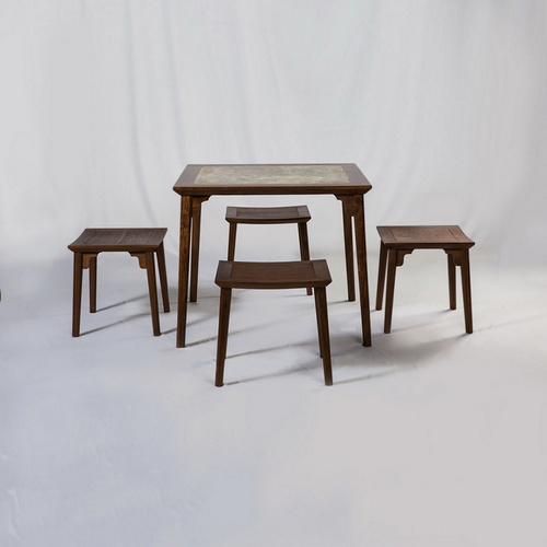 Ming Style Classical Black Walnut Dining Table and Chairs Set