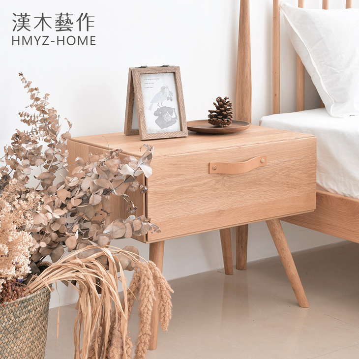 全实木床头柜原创设计日式北欧现代中式风格卧室收纳家具