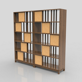 Rattan Movable Bookcase