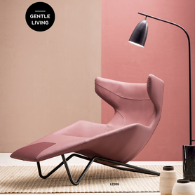 意式现代粉色皮质躺椅休闲椅