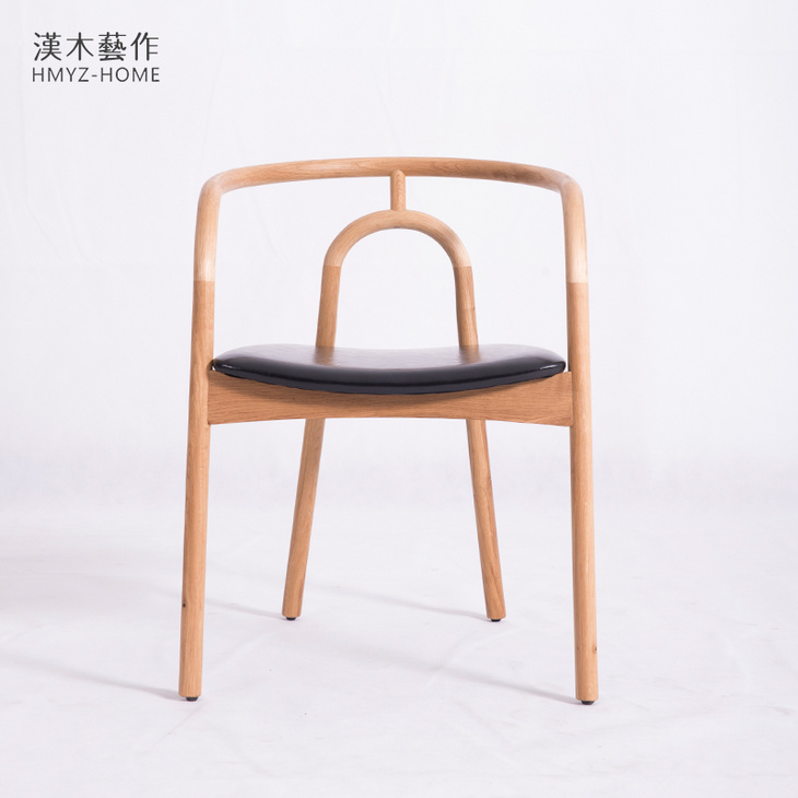 篆椅日式新中式简约全实木原创设计家具餐椅办公扶手椅子