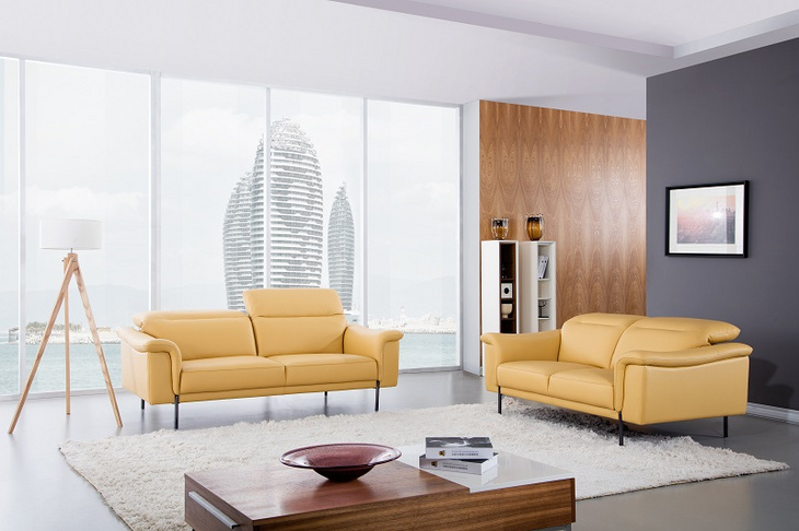 Modern Yellow Leather Sofa沙发