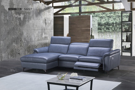 Italian Minimalist Modern Design Leather Blue Corner Electrical Sofa - S657