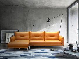 Italian Minimalist Modern Design Yellow Leather Sofa- S686