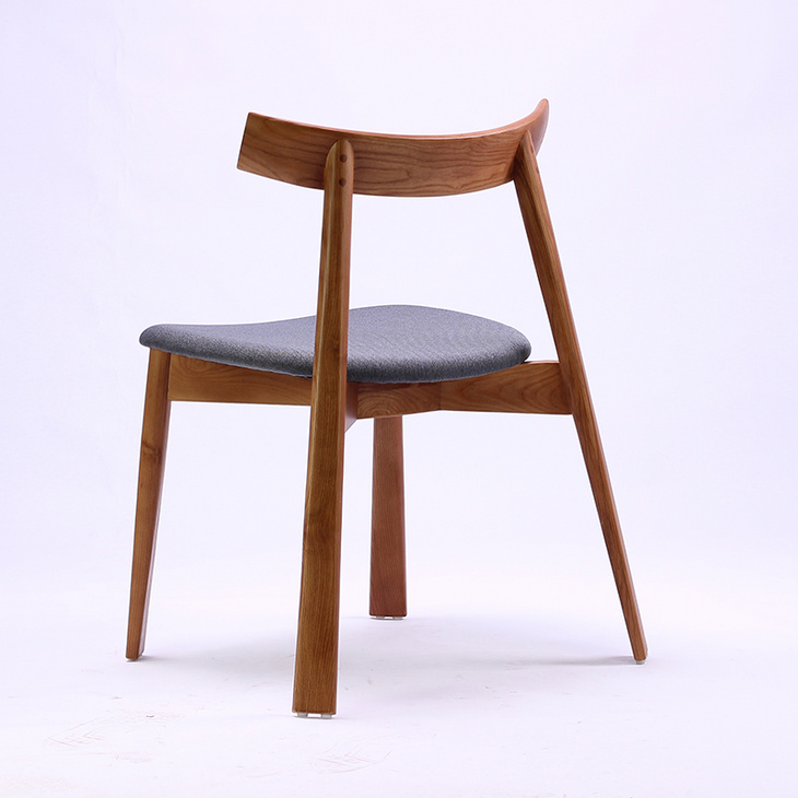 北欧实木日式牛角布艺办公椅 简约时尚靠背 餐厅咖啡洽谈椅