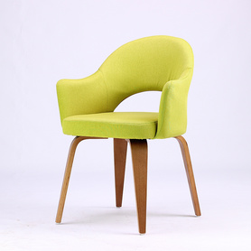 北欧实木布艺餐椅 简约咖啡厅休闲椅洽谈办公靠背扶手椅