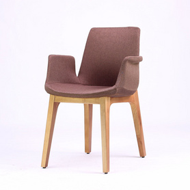 北欧实木餐椅休闲椅设计师欧式简约布艺办公电脑会议椅靠背扶手椅
