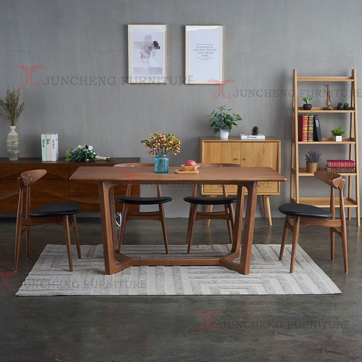 欧式实木餐桌现代简约小户型家用餐桌长方形实木咖啡桌餐桌