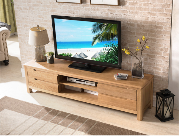 优木家具 纯实木电视柜1.8米橡木四抽电视柜2米北欧简约原木家具