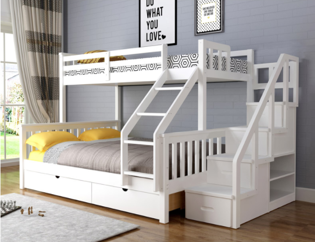 美式全实木高低床北欧交错双层儿童床成人上下铺多功能组合母子床