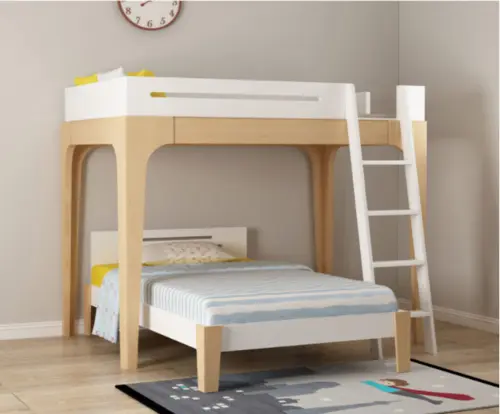 Children's Bunk Bed & Adult Staggered Wooden Bed