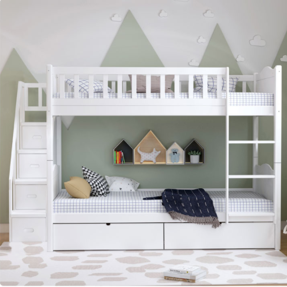 简约儿童上下床双层床实木成人高低床北欧子母床多功能组合木床铺
