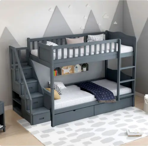 Simple Double Bed for Children& Solid Wood Adult Bed
