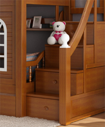 简约实木高低上下床双层床儿童成人多功能组合床铺滑梯红胡桃木