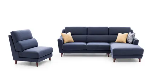 BS3139 Dark Blue Fabric Exquisite Sofa Set