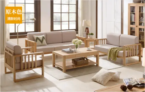 Oak three person cloth art detachable and washable sofa combination