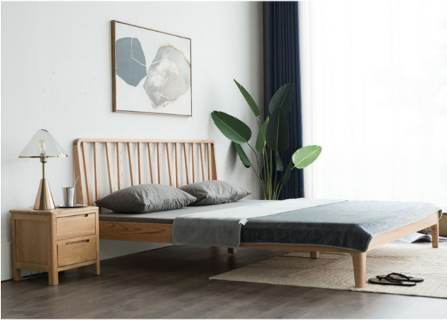 优木家具纯实木床1.8米橡木双人床1.5米单人床1.2米北欧现代简约