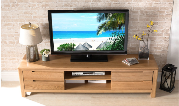 优木家具 纯实木电视柜1.8米橡木四抽电视柜2米北欧简约原木家具