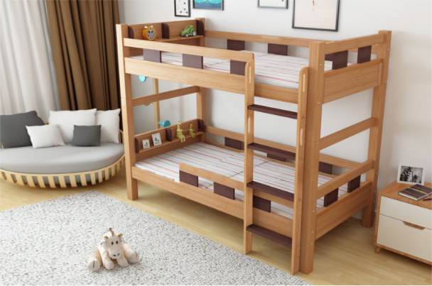 爱尔森 全实木高低床北欧白橡木上下铺儿童床现代简约双层子母床