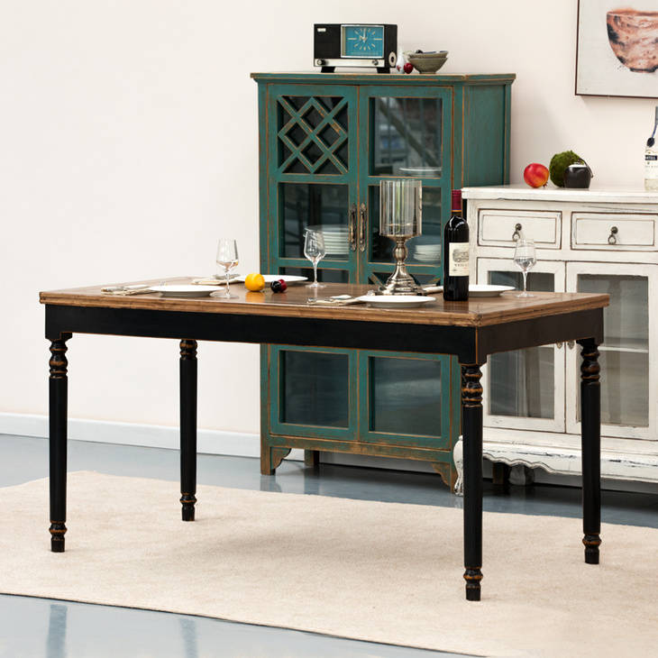 复古做旧老榆木餐桌椅组合现代简约小户型多功能家具实木歺饭桌子价格