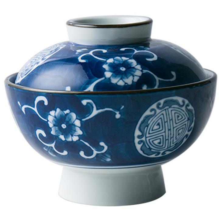 朵颐创意餐具手绘陶瓷碗带盖碗瓷碗饭碗面碗家用炖盅米饭碗盖碗