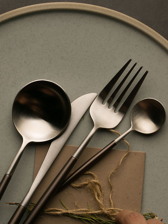 朵颐创意不锈钢刀叉勺西餐餐具家用咖啡勺小汤勺牛排刀叉长柄勺