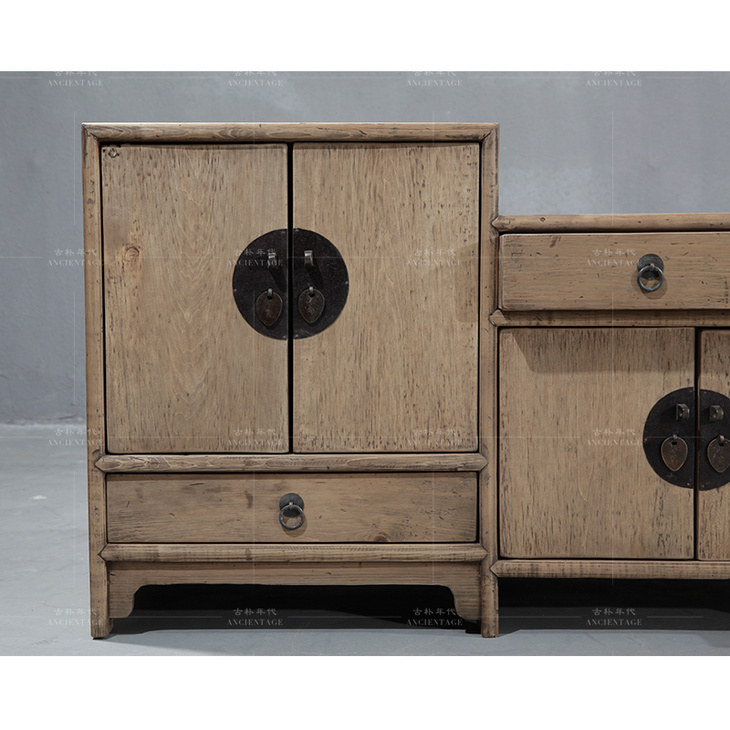 古朴年代老门板家具实木电视柜 组合中式多功能地柜带储物柜客厅