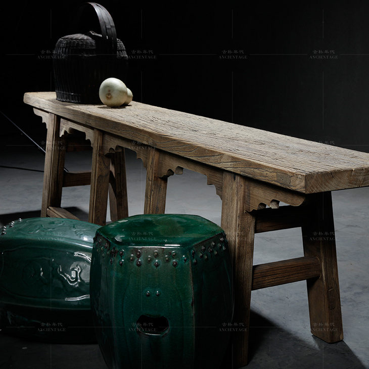 古朴年代 老榆木老门板长条凳全实木长凳 明清古典长板凳实木餐凳