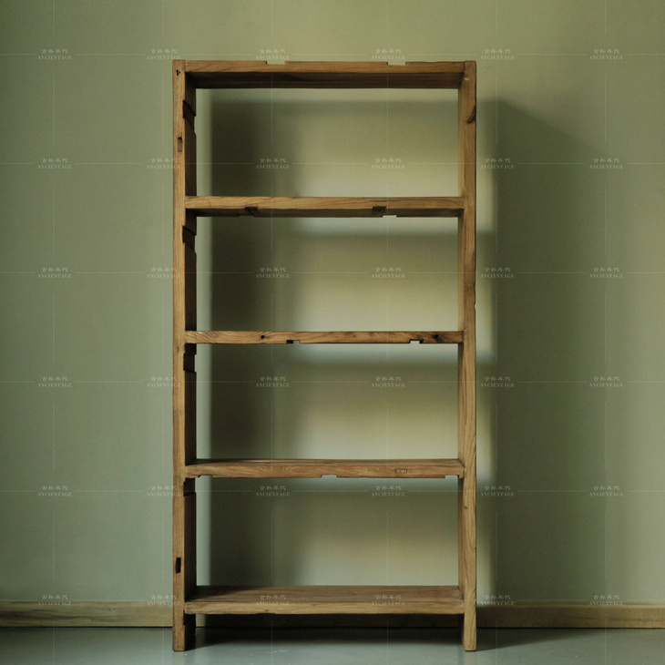 老榆木门板全实木落地书架现代简约大气书房书柜置物架陈列架定制