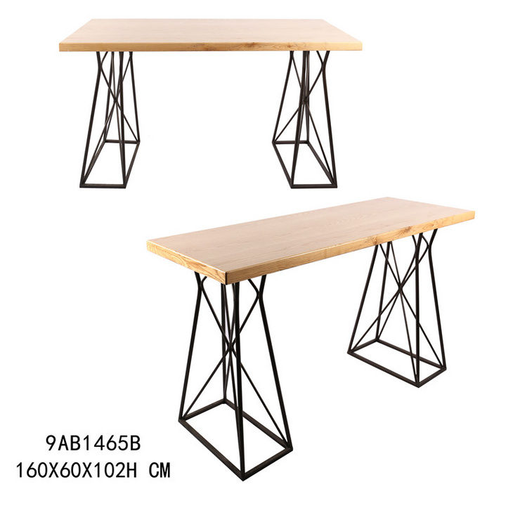 铁艺木制高吧桌组合铁艺油蜡皮吧椅