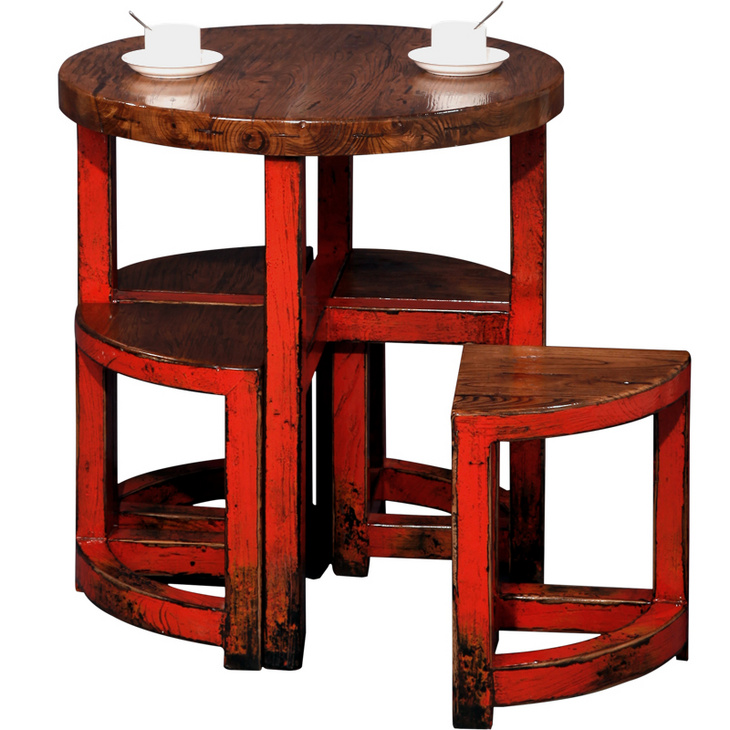 地中海餐桌小户型欧式圆餐桌椅组合简约现代茶几桌子北欧实木家具