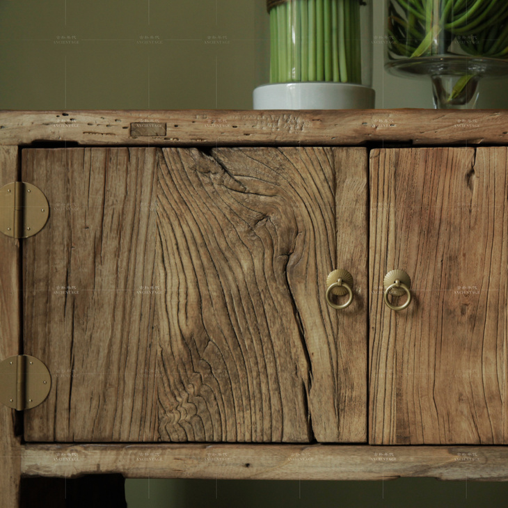 老门板实木玄关桌简约北欧隔断装饰原木中式条案供桌老榆木玄关柜
