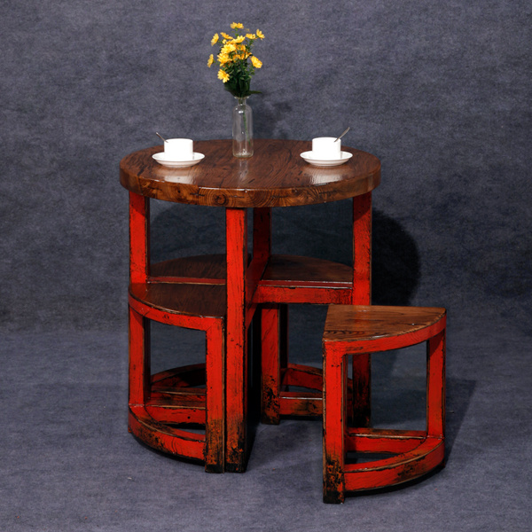 地中海餐桌小户型欧式圆餐桌椅组合简约现代茶几桌子北欧实木家具