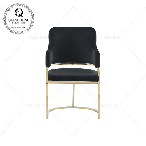 luxury golden color fabric cover dining chair with arm for hotel椅