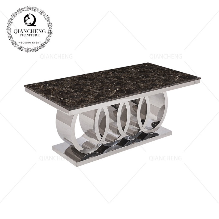 New designs stainless steel marble dining table and chair sets餐桌椅