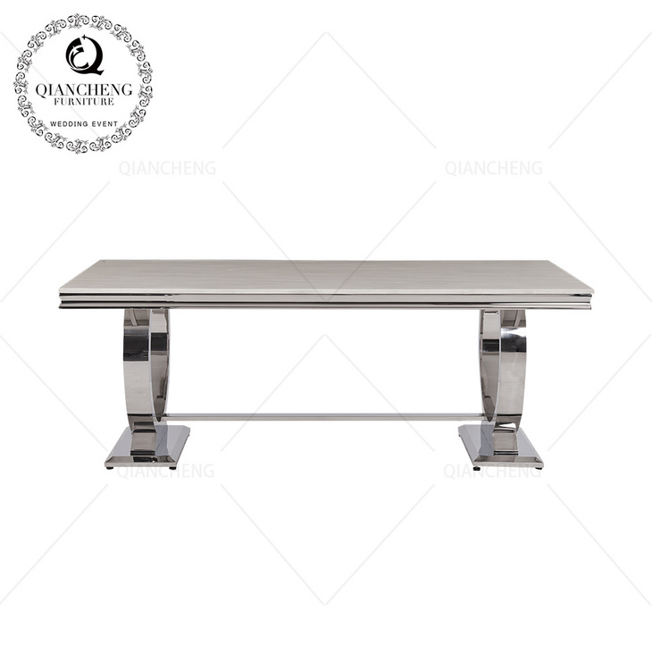2019 New style modern stainless steel base marble dining table餐桌椅