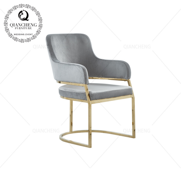 luxury golden color fabric cover dining chair with arm for hotel椅