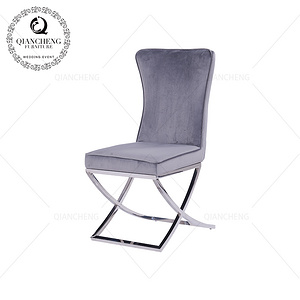 Europe style stainless steel cross leg button decoration dining chair餐椅