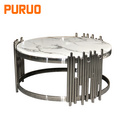 Stainless steel table frame modern coffee table marble for living room furniture金属茶几