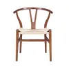 Tengye TENGYE solid wood dining chair Nordic ash armrest wishbone braided rope Y chair hotel restaurant solid wood chair GW010