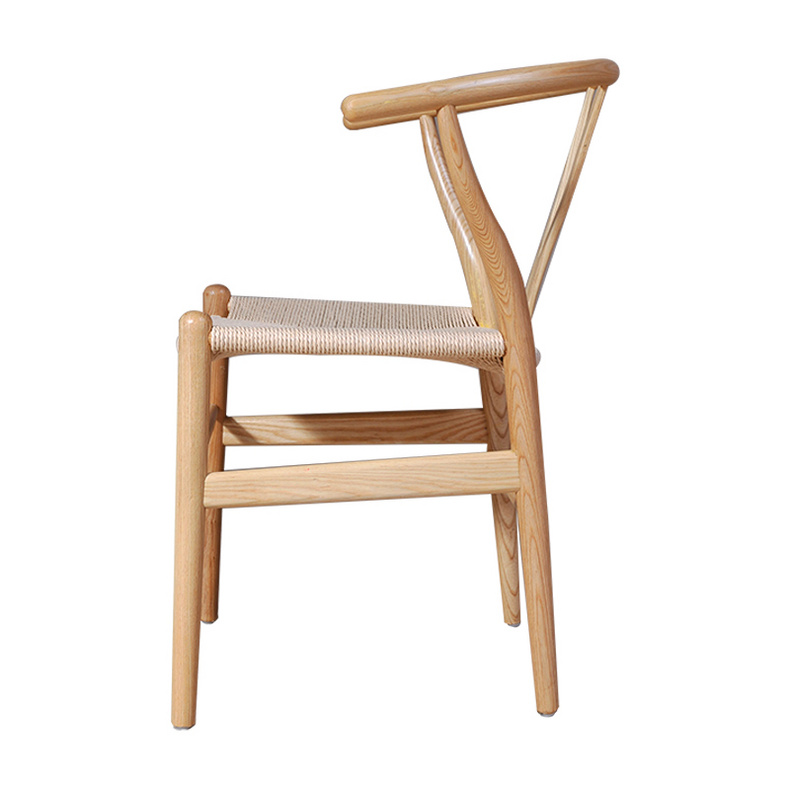 Tengye TENGYE solid wood dining chair Nordic ash armrest wishbone braided rope Y chair hotel restaurant solid wood chair GW010