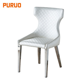 European modern  style white pu leather material stainless steel leg home furniture  dining room banquet chair椅子