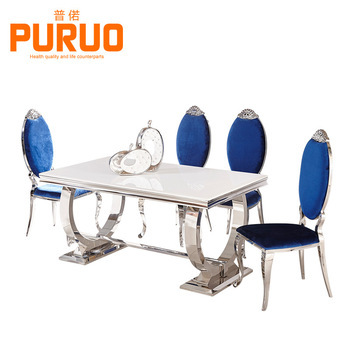 Stainless steel home furniture modern dining table set design桌椅