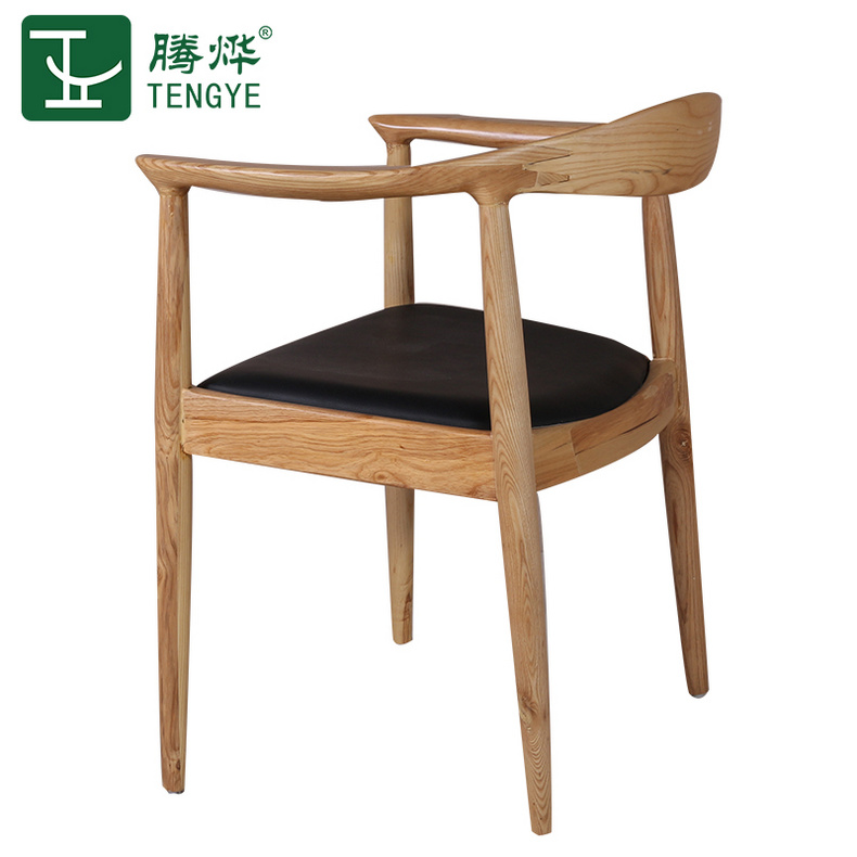 Tengye TENGYE Kennedy Presidential Chair Nordic Solid Wood Dining Chair Modern Armrest Backrest Hotel Cafe Chair GW016