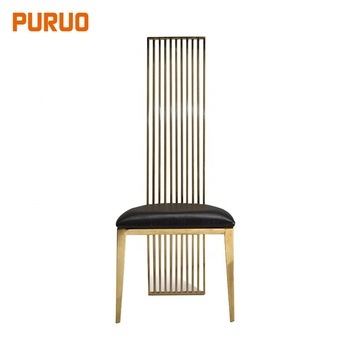 luxury restaurant banquet leather gold stainless steel high back dining room banquet chair designs椅子