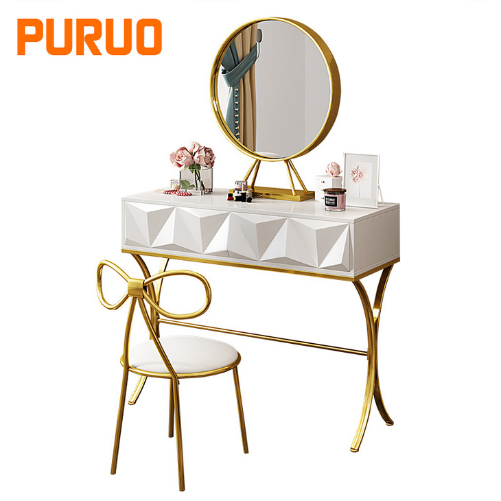 Wood furniture dressing table design new modern model mdf stainless steel base梳妆台